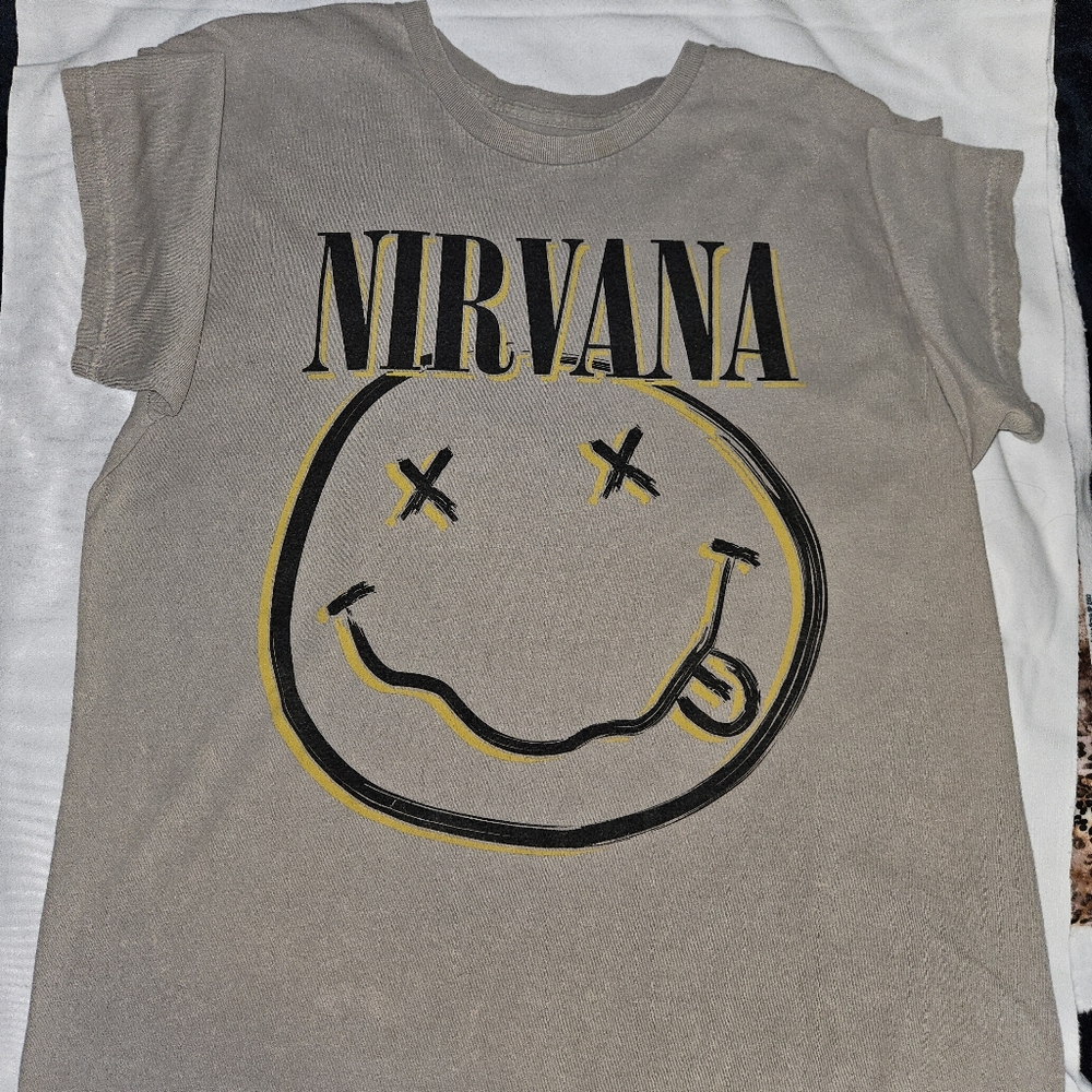 Nirvana Vintage Graphic Tee in Gray and Yellow